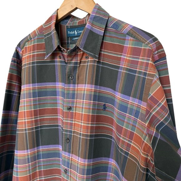 Ralph Lauren Men's XL Brown Plaid Button-Down Shirt Multicolor Long Sleeve Fall - Picture 1 of 8